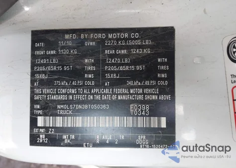 2011 Ford Transit Connect Xlt z USA, uszkodzony, nr VIN NM0LS7DN3BT050363